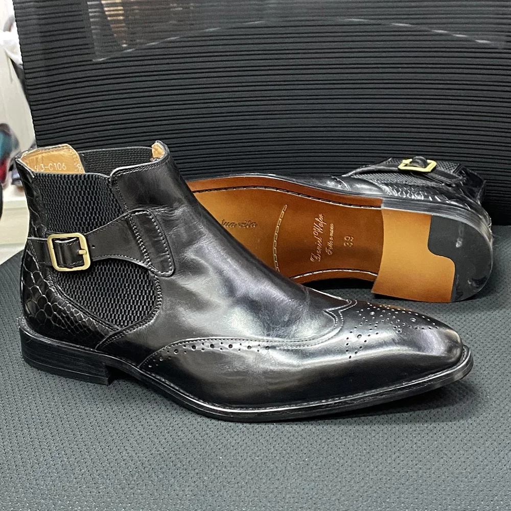 أحذية الكاحل من جلد البقر الحق - مراجعة Men Formal Wear With Boots وسعره
