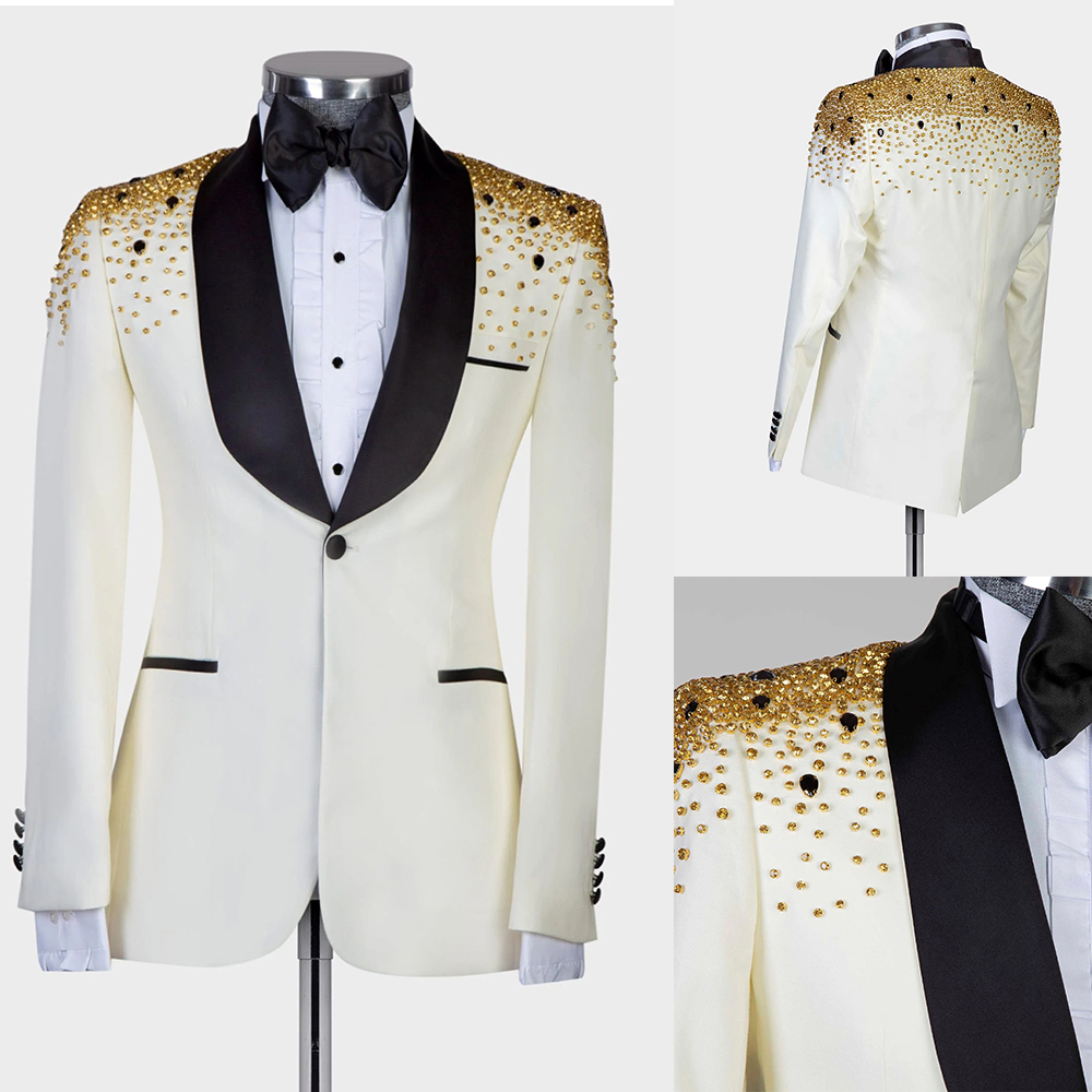 رجل فاخر بلورات مطرز الدعاوى ا - مراجعة Men Formal Wear Modern وسعره